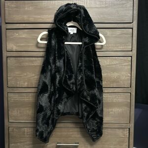 Faux fur hooded vest